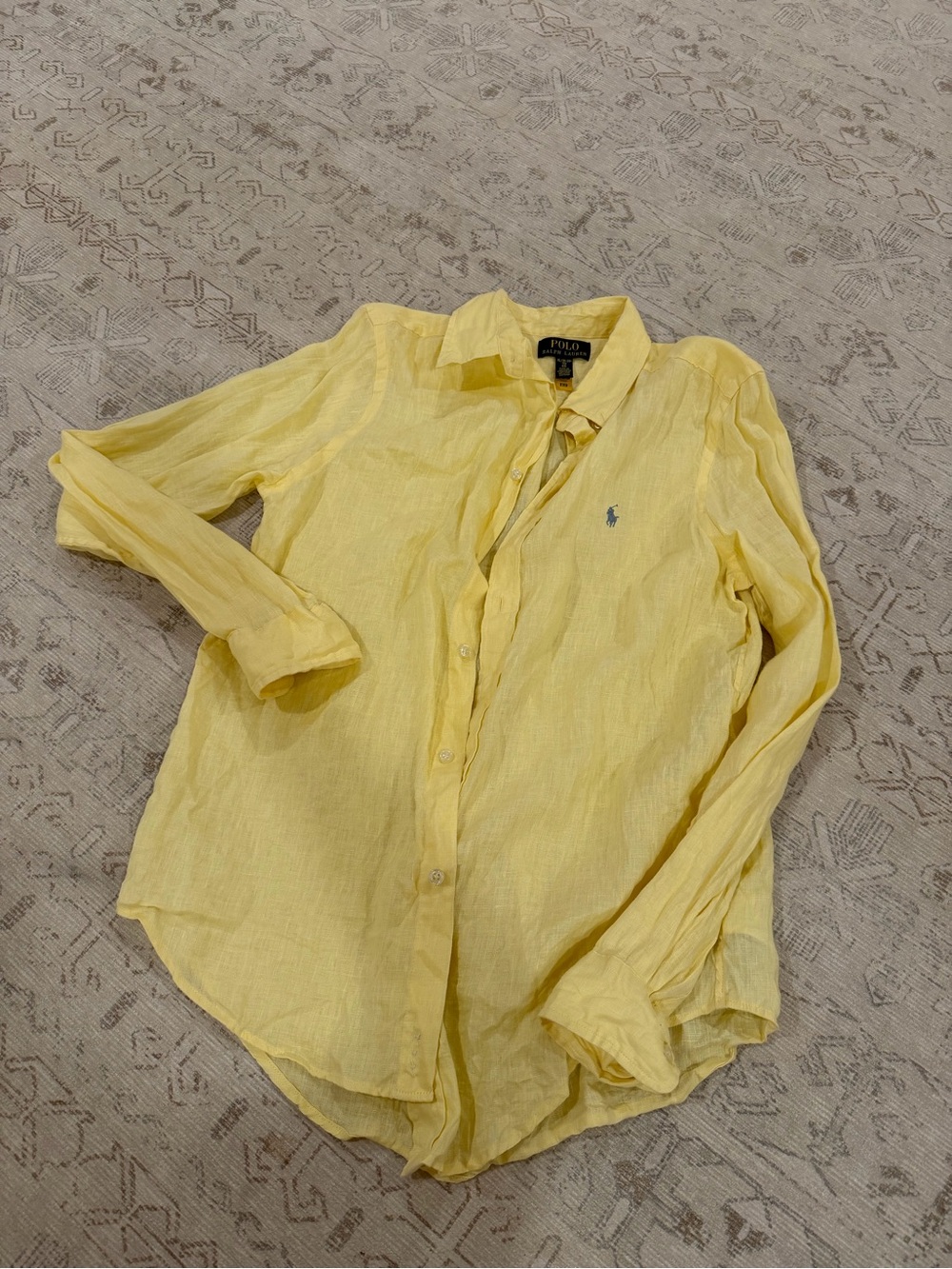 Polo by Ralph Lauren Yellow Linen Button-Down Shirt -big kid size XL